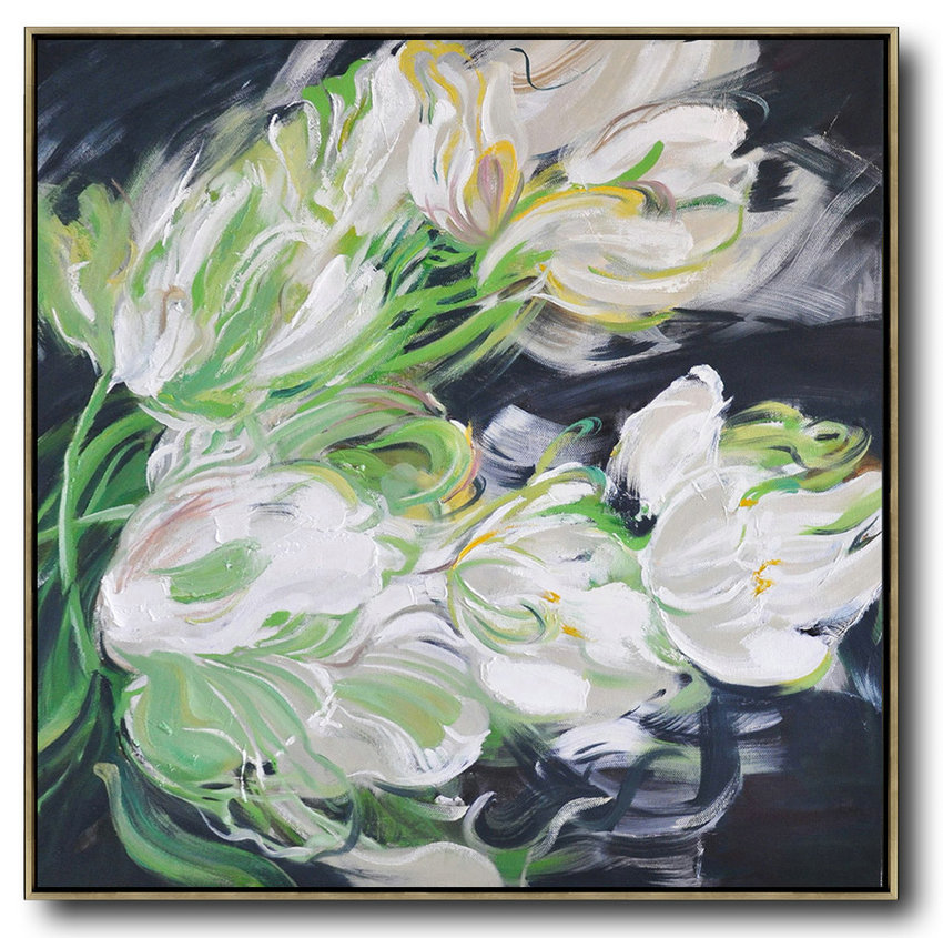 Abstract Flower Oil Painting Large Size Modern Wall Art #ABS0A4 - High ...
